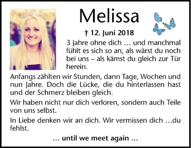  Traueranzeige für Melissa Diehl vom 12.06.2021 aus Bergsträßer Anzeiger