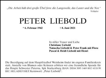 Traueranzeige von Peter Leibold von Südhessen Morgen