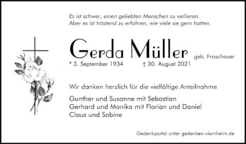 Traueranzeige von Gerda Müller von Südhessen Morgen