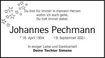 Traueranzeige von Johannes Pechmann von Mannheimer Morgen