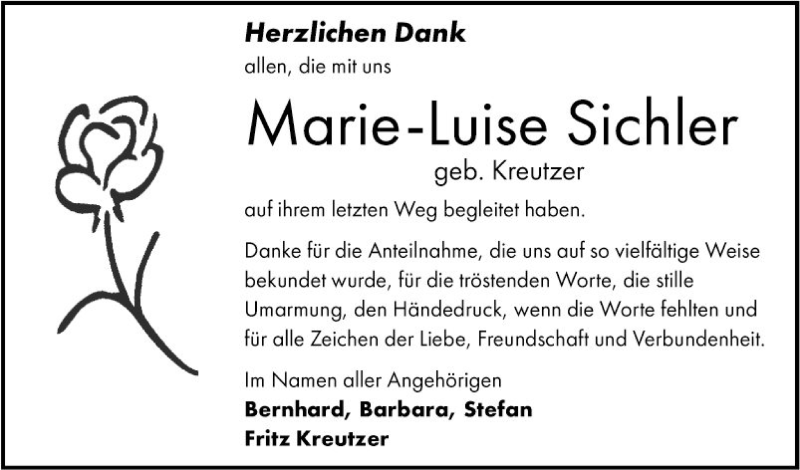  Traueranzeige für Marie-Luise Sichler vom 15.01.2022 aus Mannheimer Morgen