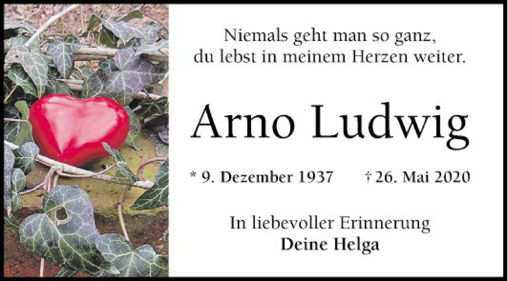  Traueranzeige für Arno Ludwig vom 09.12.2022 aus Mannheimer Morgen