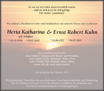 Traueranzeige von Herta Katharina von Schwetzinger Zeitung