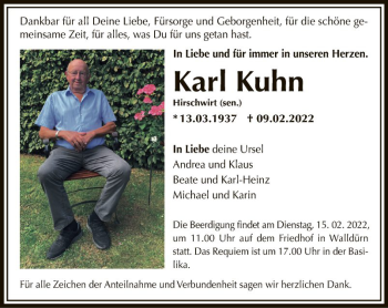 Traueranzeige von Karl Kuhn von Fränkische Nachrichten