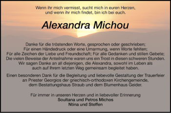 Traueranzeige von Alexandra Michou von Schwetzinger Zeitung