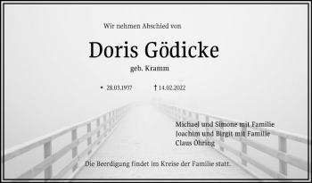 Traueranzeige von Doris Gödicke von Mannheimer Morgen