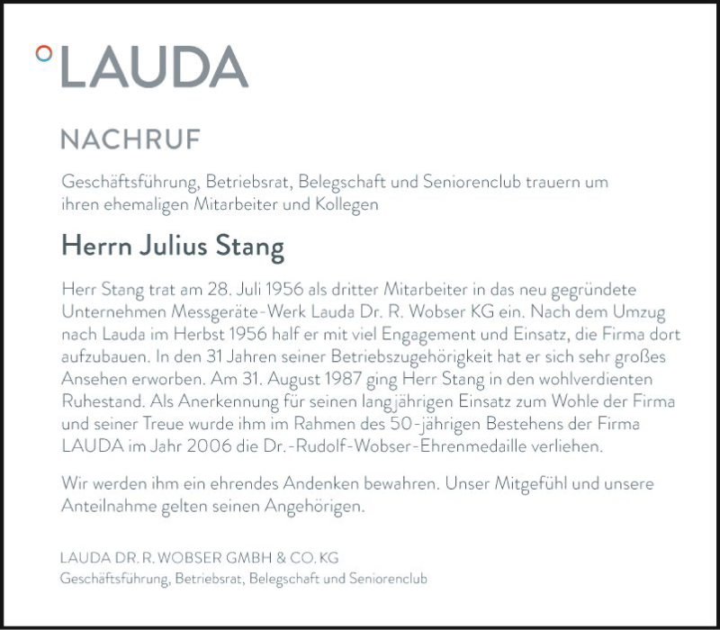  Traueranzeige für Julius Stang vom 05.03.2022 aus Fränkische Nachrichten