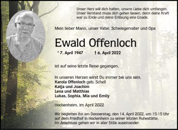 Traueranzeige von Ewald Offenloch von Schwetzinger Zeitung