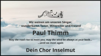 Traueranzeige von Paul Thimm von Fränkische Nachrichten