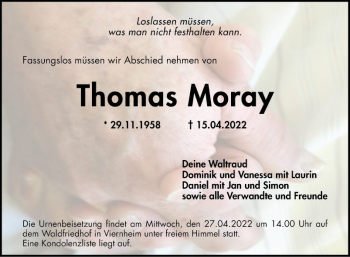 Traueranzeige von Thomas Moray von Mannheimer Morgen