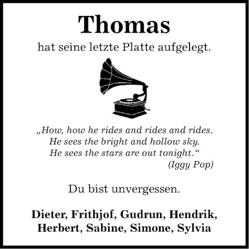  Traueranzeige für Thomas Barleon vom 27.06.2022 aus Fränkische Nachrichten