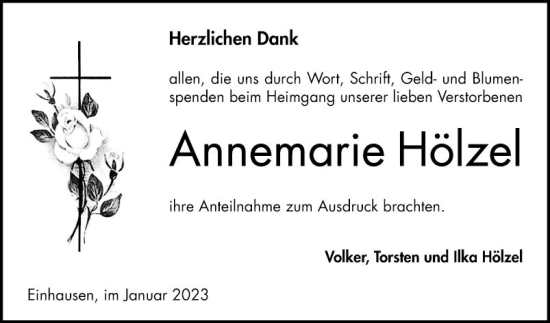 Traueranzeige von Annemarie Hölzel von Bergsträßer Anzeiger