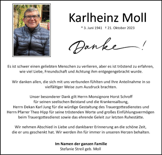 Traueranzeige von Karlheinz Moll von Mannheimer Morgen