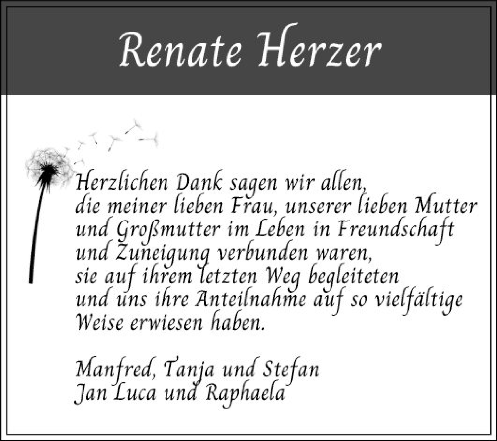  Traueranzeige für Renate Herzer vom 22.11.2023 aus Schwetzinger Zeitung
