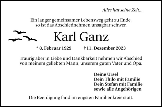 Traueranzeige von Karl Ganz von Mannheimer Morgen