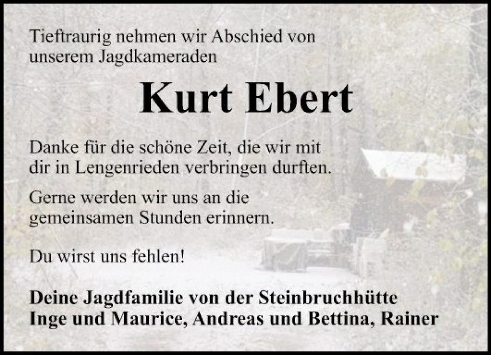  Traueranzeige für Kurt Ebert vom 09.12.2023 aus Fränkische Nachrichten