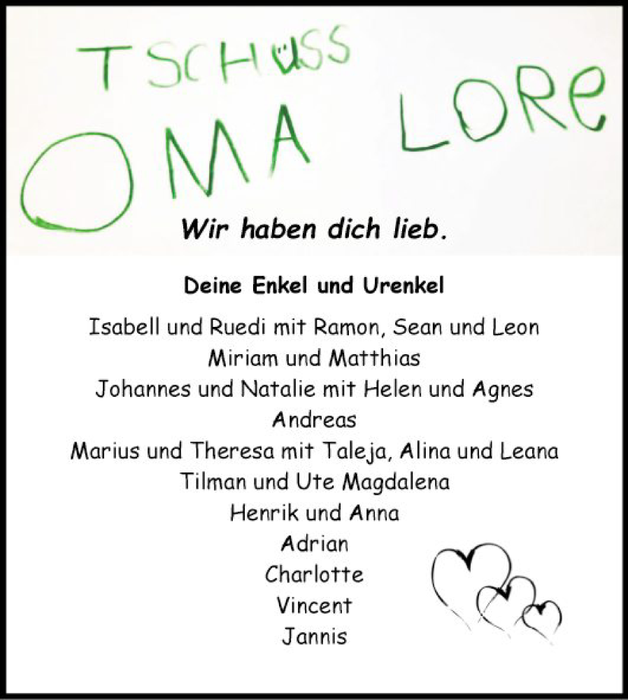  Traueranzeige für Lore Kempf vom 09.12.2023 aus Fränkische Nachrichten