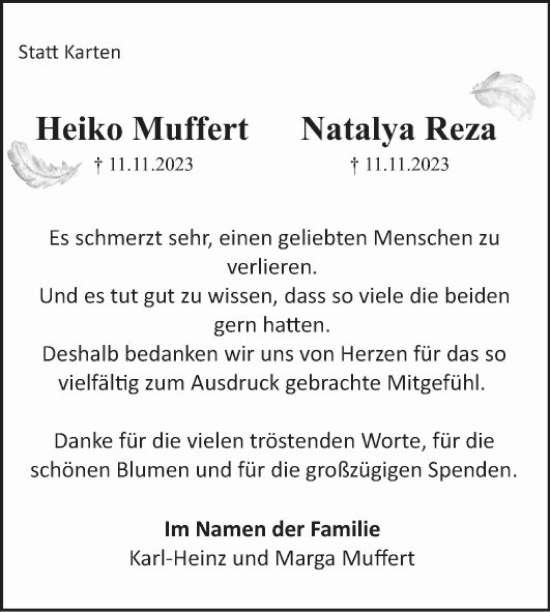 Traueranzeige von Natalya Reza von Mannheimer Morgen