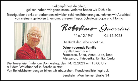 Traueranzeige von Robutimo Guessini von Bergsträßer Anzeiger