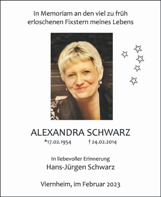 Traueranzeige von Alexandra Schwarz von Mannheimer Morgen