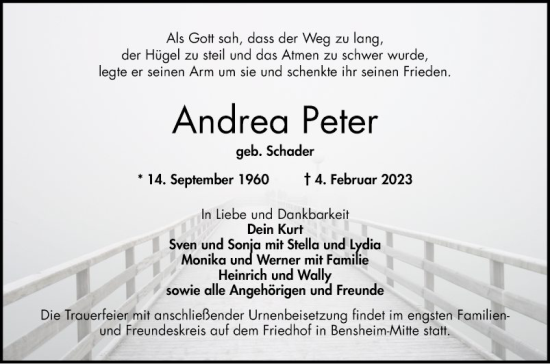 Traueranzeige von Andrea Peter von Bergsträßer Anzeiger