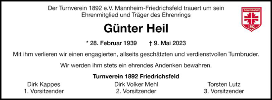 Traueranzeige von Günter Heil von Mannheimer Morgen