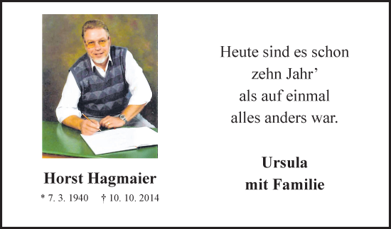 Traueranzeige von Horst Hagmaier von Fränkische Nachrichten