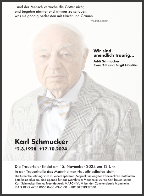 Traueranzeige von Karl Schmucker von Mannheimer Morgen