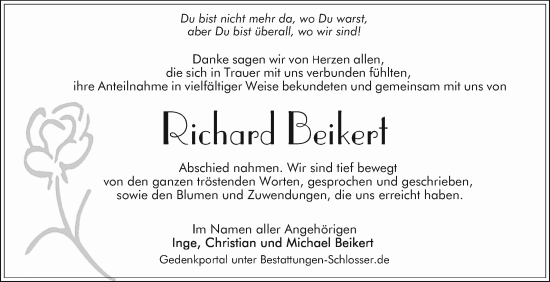 Traueranzeige von Richard Beikert von Mannheimer Morgen