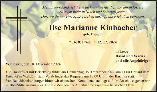 Traueranzeige von Ilse Marianne Kinbacher von Fränkische Nachrichten