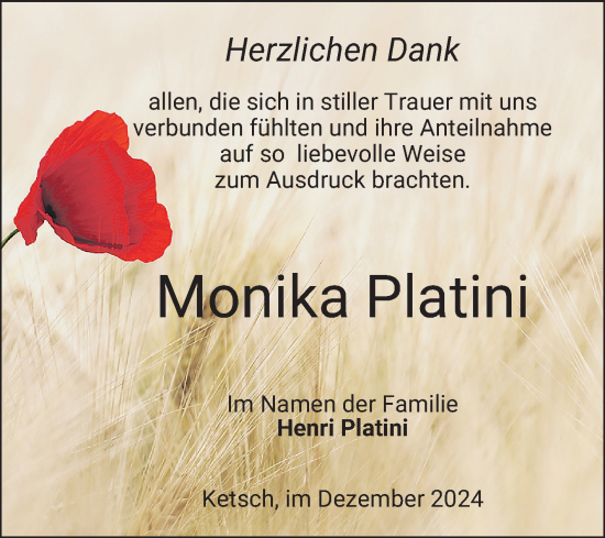 Traueranzeige von Monika Platini von Schwetzinger Zeitung