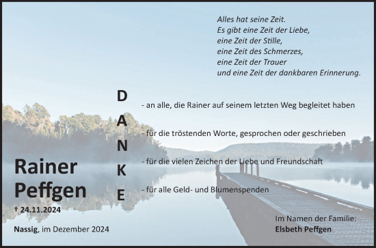 Traueranzeige von Rainer Peffgen von Fränkische Nachrichten