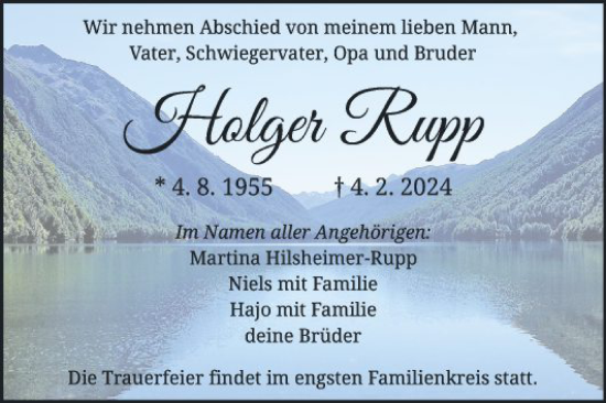 Traueranzeige von Holger Rupp von Mannheimer Morgen
