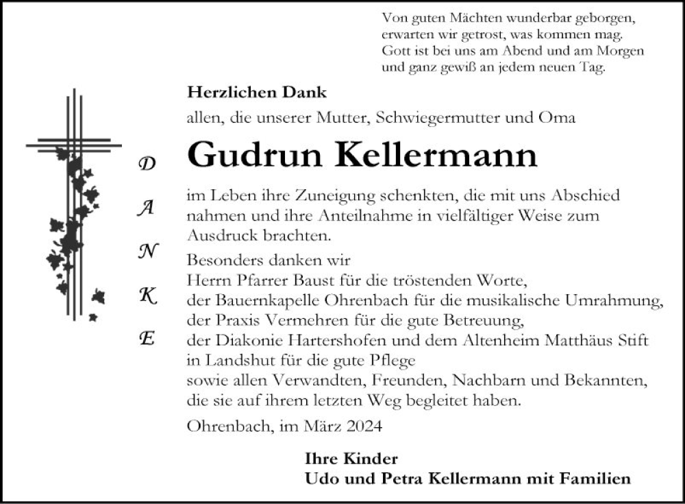  Traueranzeige für Gudrun Kellermann vom 02.03.2024 aus Fränkische Nachrichten