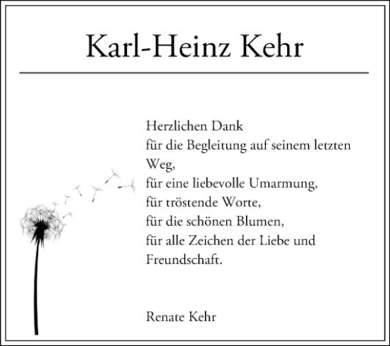 Traueranzeige von Karl-Heinz Kehr von Bergsträßer Anzeiger