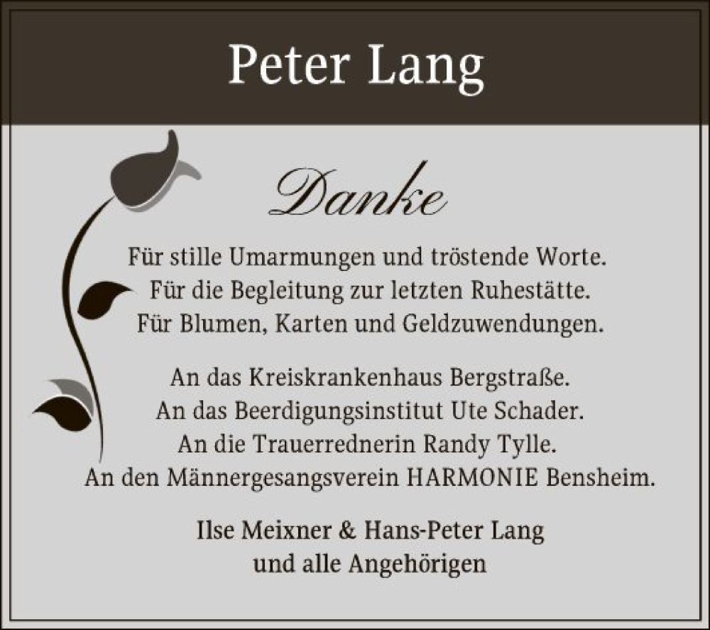  Traueranzeige für Peter Lang vom 09.03.2024 aus Bergsträßer Anzeiger