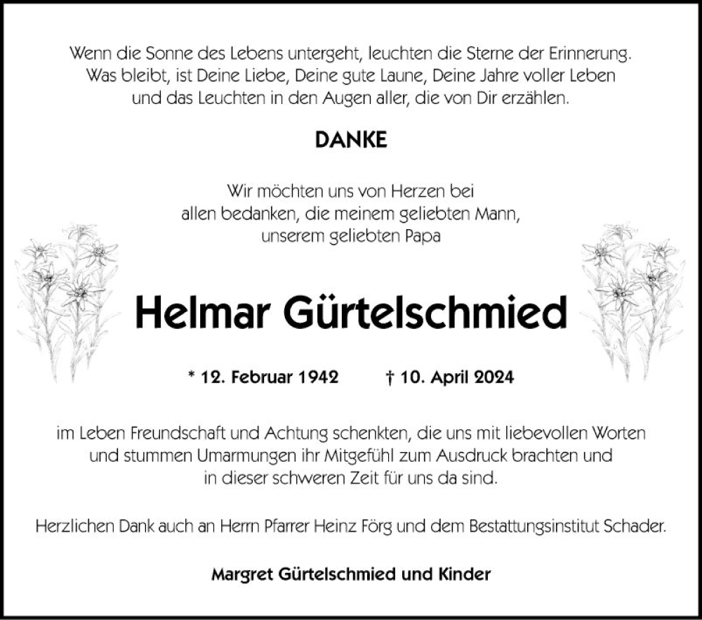  Traueranzeige für Helmar Gürtelschmied vom 27.04.2024 aus Bergsträßer Anzeiger