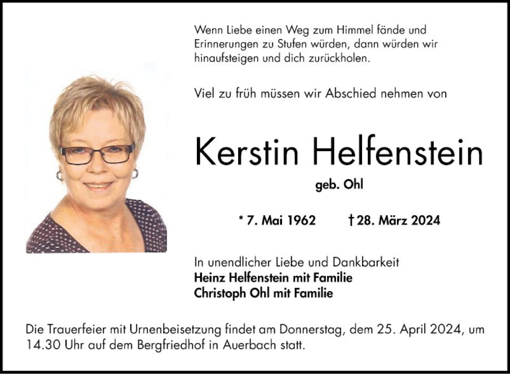  Traueranzeige für Kerstin Helfenstein vom 20.04.2024 aus Bergsträßer Anzeiger