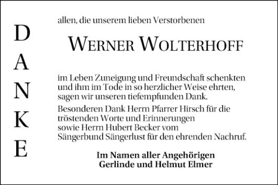 Traueranzeige von Werner Wolterhoff von Mannheimer Morgen