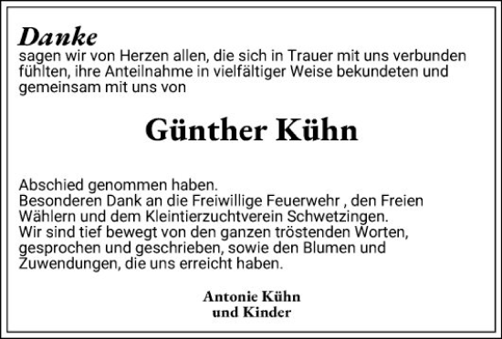 Traueranzeige von Günther Kühn von Schwetzinger Zeitung