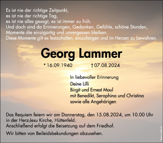 Traueranzeige von Georg Lammer von Mannheimer Morgen