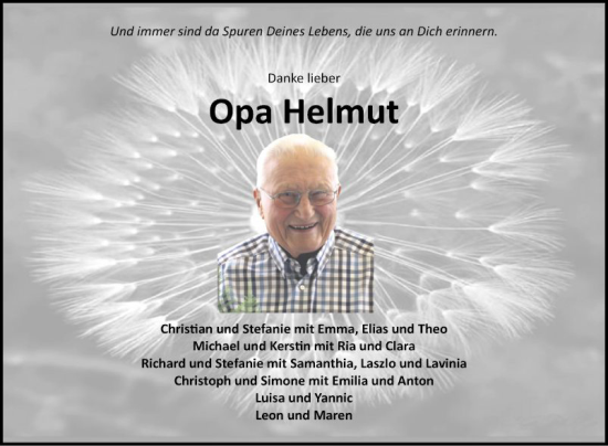 Traueranzeige von Helmut  von Fränkische Nachrichten