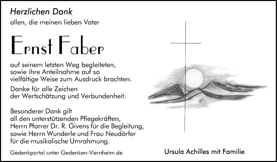 Traueranzeige von Ernst Faber von Mannheimer Morgen