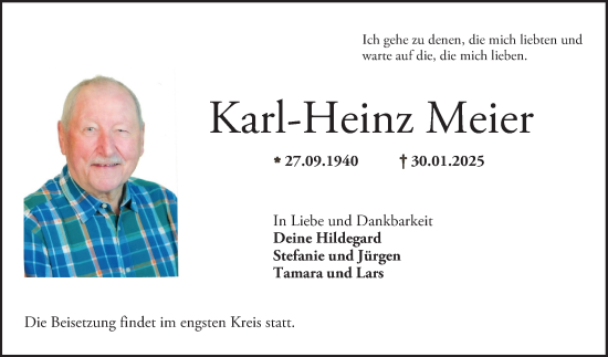Traueranzeige von Karl-Heinz Meier von Bergsträßer Anzeiger