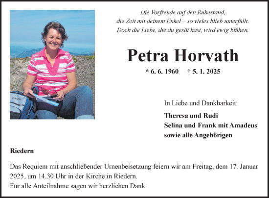 Traueranzeige von Petra Horvath von Fränkische Nachrichten