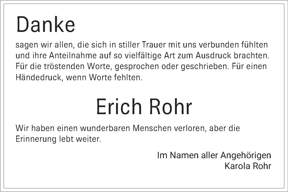  Traueranzeige für Erich Rohr vom 08.10.2025 aus Schwetzinger Zeitung