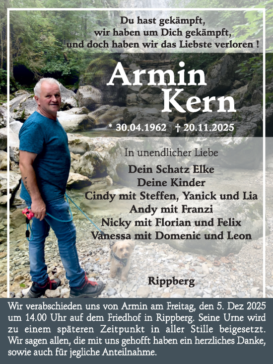 Traueranzeige von Armin Kern von Fränkische Nachrichten