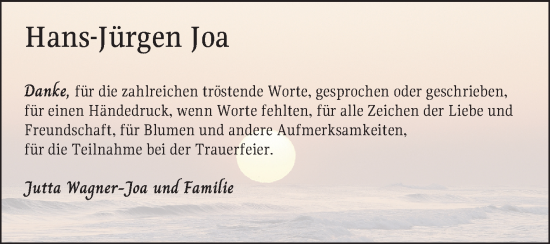 Traueranzeige von Hans-Jürgen Joa von Mannheimer Morgen