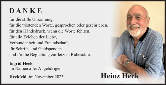 Traueranzeige von Heinz Heck von Fränkische Nachrichten