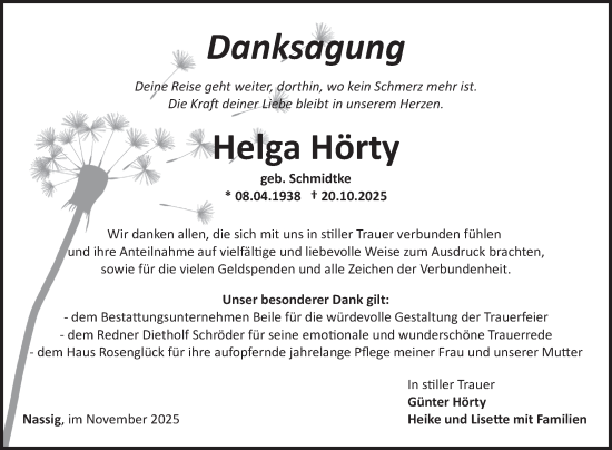 Traueranzeige von Helga Hörty von Fränkische Nachrichten